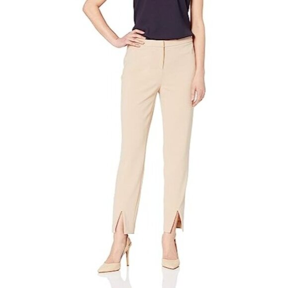 Calvin Klein High Waist Cigarette Pant Beige Cream Tapered Leg Women 10 - Picture 1 of 11
